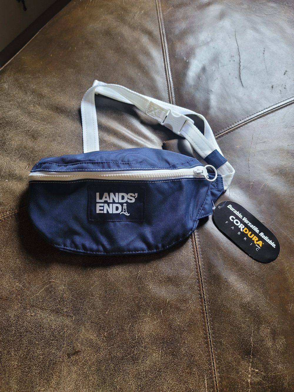 Lands' End Navy Waist Pack with White Strap